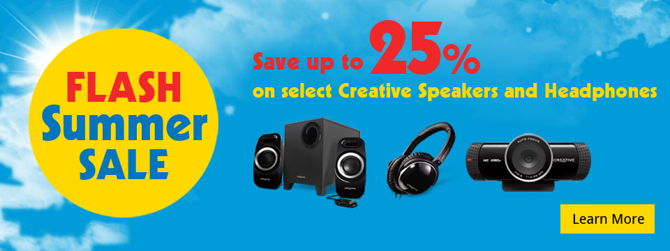 Flash Summer Sale - Save up to 25% on select Creative speakers and headphones
