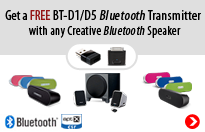 Get a FREE BT-D1/D5 Bluetooth Transmitter with any Creative Bluetooth Speaker