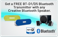 Get a FREE BT-D1/D5 Bluetooth Transmitter with any Creative Bluetooth Speaker