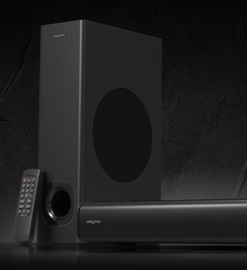 Creative Stage 2.1 High Performance Under-monitor Soundbar with Subwoofer for TV, Computers, and soundbar creative stage 2.1