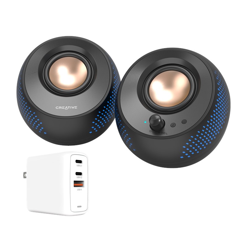 Formidable Speaker 4枚セット 英語 Creative Pebble X 67W PD アダプターセット - RGB ライティングや