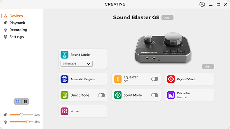 Sound Blaster G8 Hi-Res DUAL USB Gaming DAC and Amp - Creative